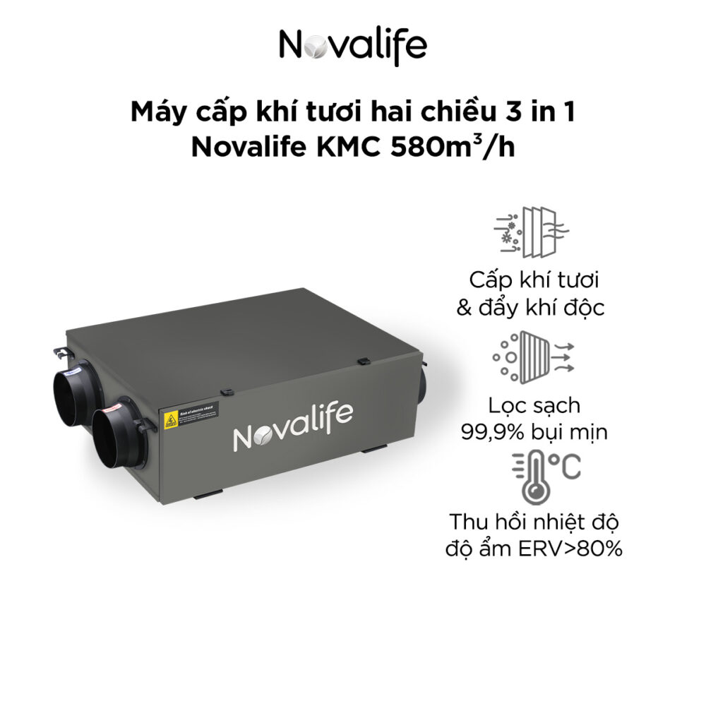 Máy cấp khí tươi hai chiều 3 in 1 Novalife KMC 580m³/h